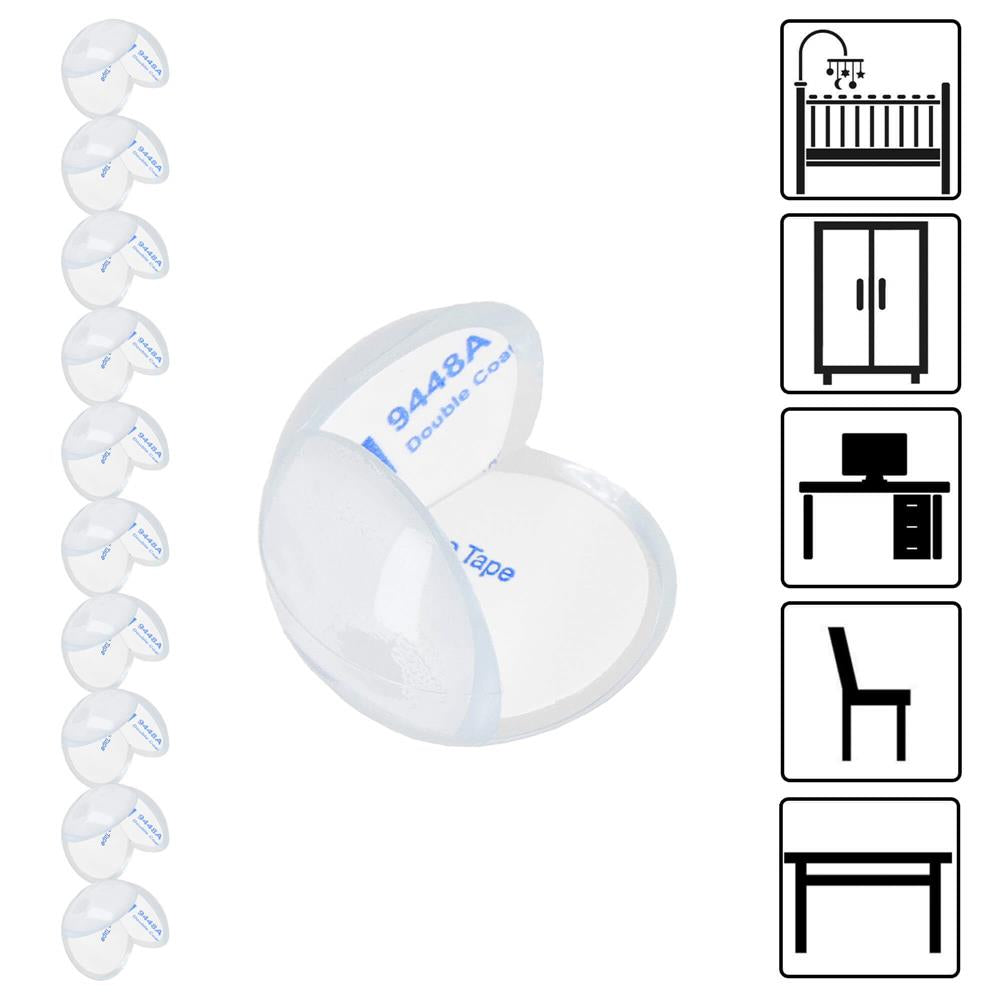 Set 10 protectii colturi pentru siguranta copii, drepte, 40x20mm, silicon, transparent