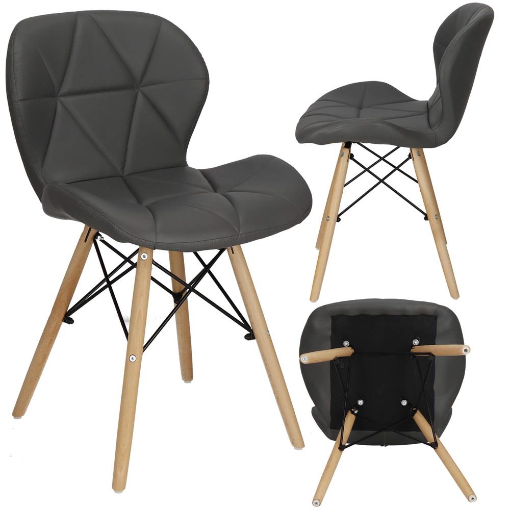 Set 4 scaune dining Torino pentru bucatarie tapitat cu piele ecologica, 40x72cm, gri