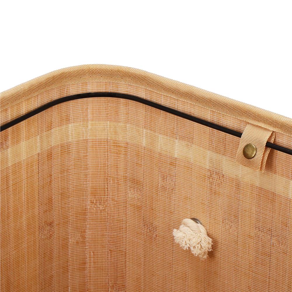 Cos de rufe din bambus, pliabil, cu captuseala detasabila lavabila, 3 compartimente, 150L, 63x42x62cm, maro
