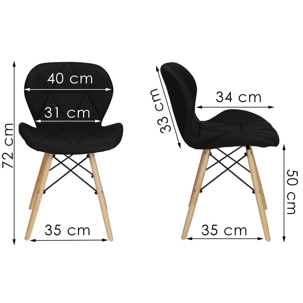 Set 4 scaune dining Torino pentru bucatarie tapitat cu piele ecologica, 40x72cm, negru