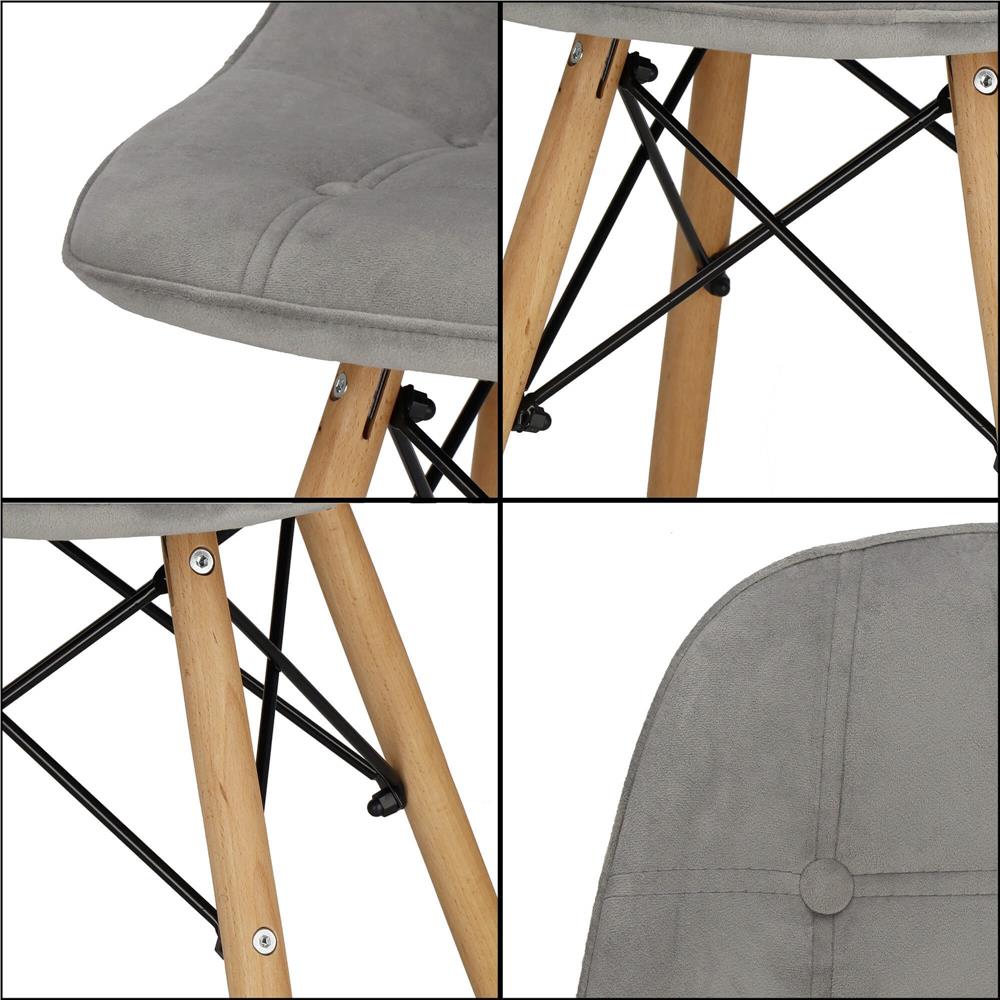 Set 4 scaune dining Milano Soft pentru bucatarie tapitat cu catifea moale, 44x84cm, gri