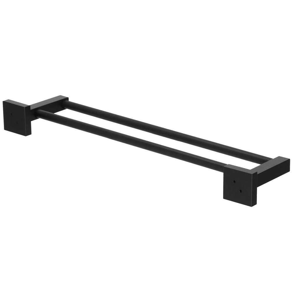 Suport prosoape pentru baie cu 2 sisteme de instalare, 2 brate, din aluminiu, 50x11cm, negru