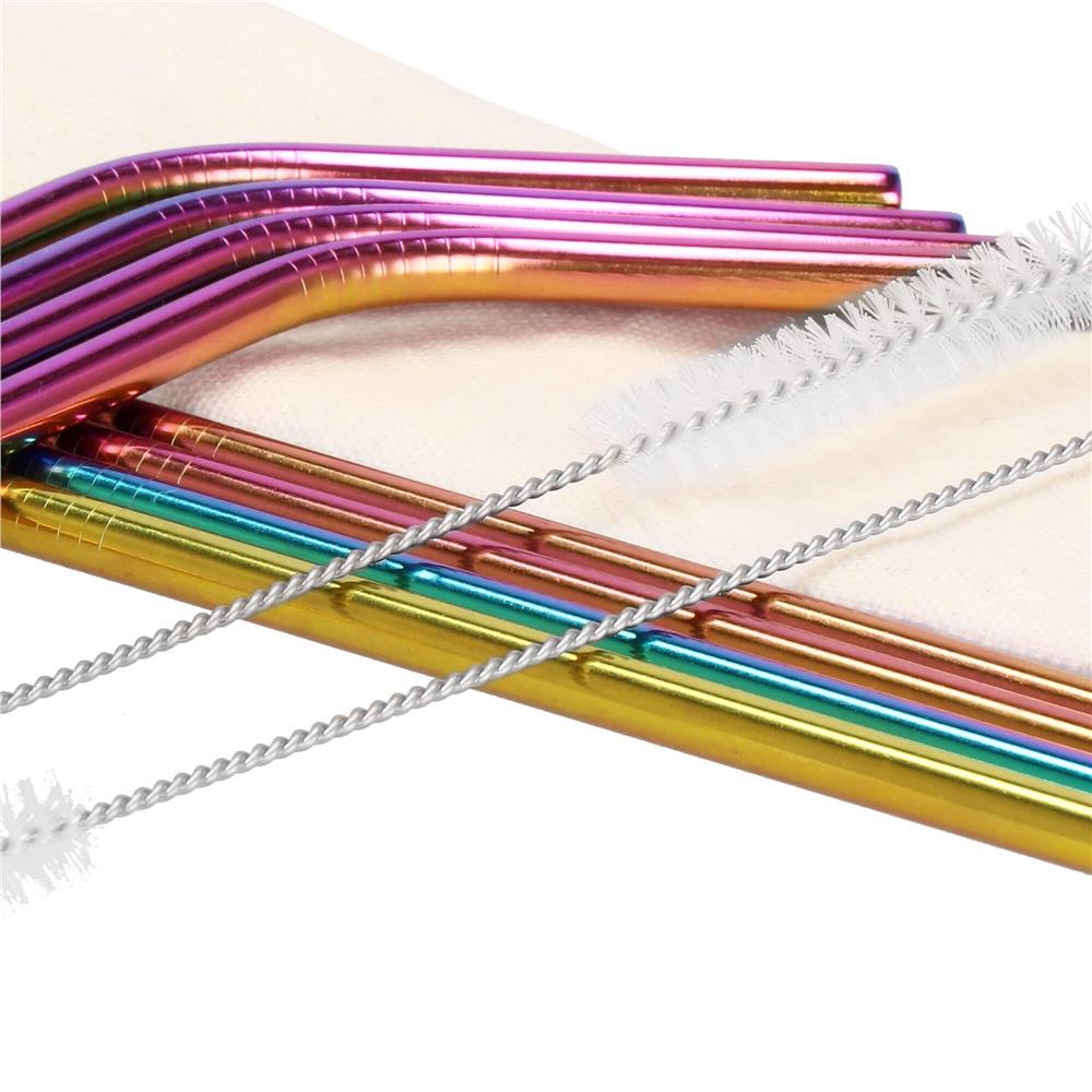 Set 8 paie metalice multicolor (holo), reutilizabile, cu husa depozitare si perii curatat, 215x6 mm