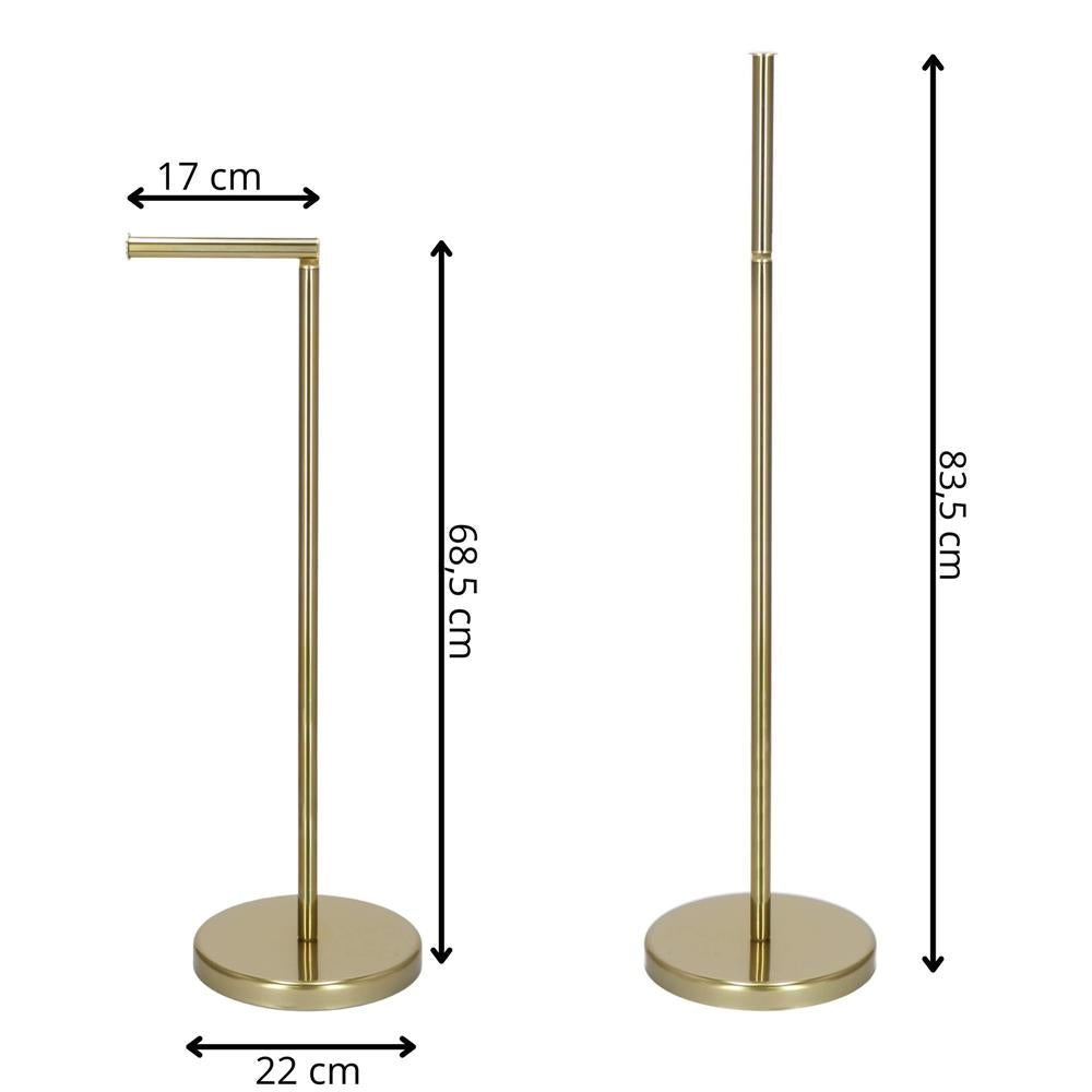 Suport hartie igienica 2 in 1 cu tija mobila, 68.5cm, auriu - 13