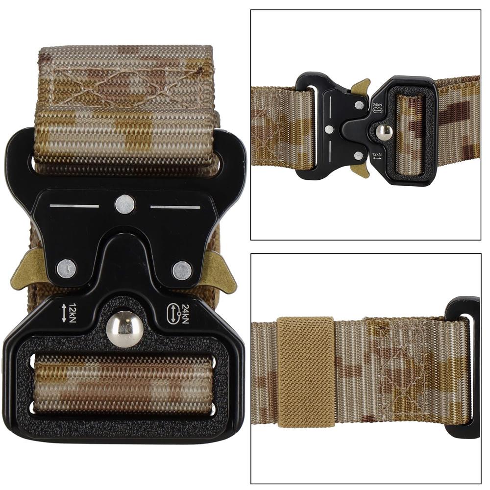 Curea centura Tactical Combat pentru barbati 3.7x125cm, rezistent, verde deschis camuflaj
