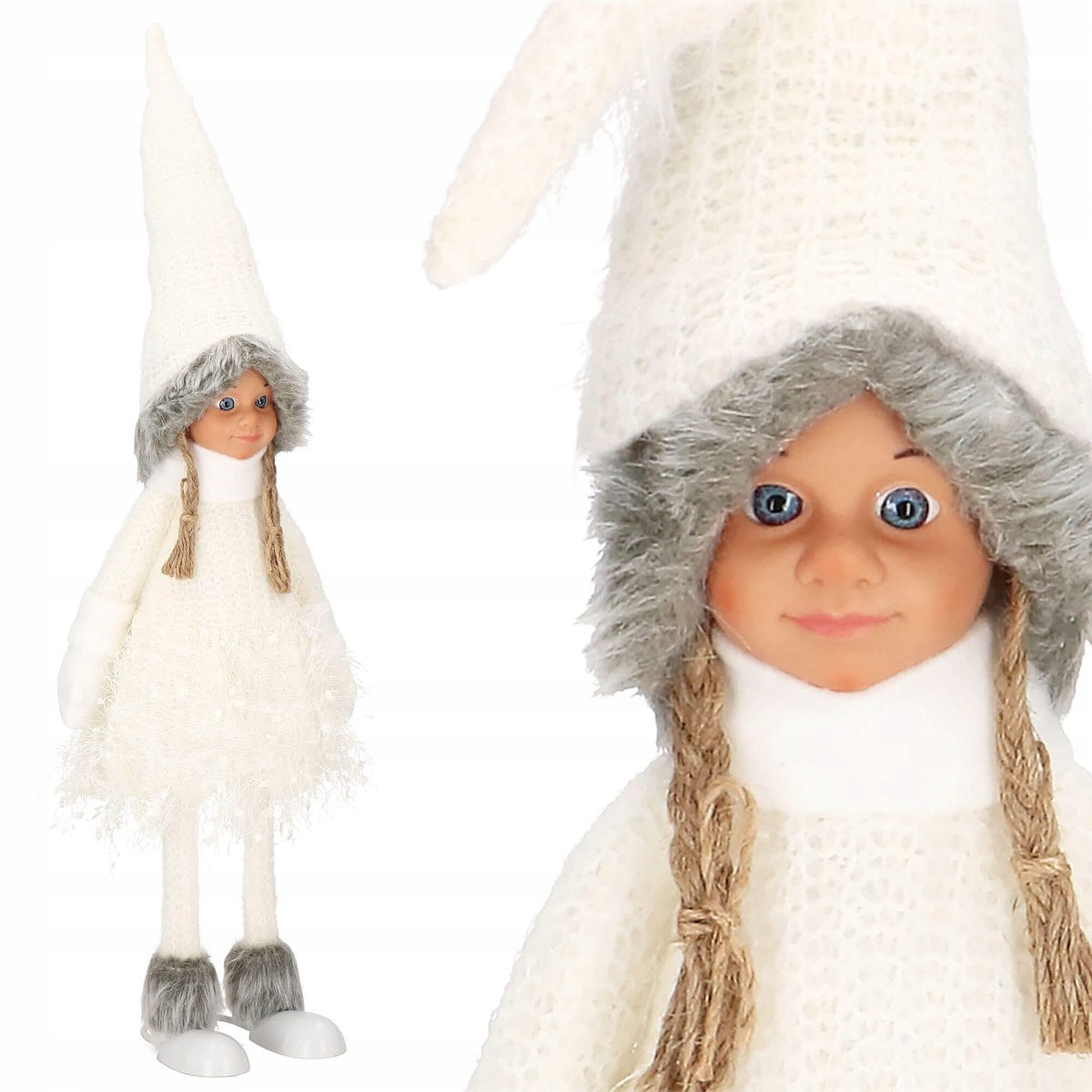 Figurina Craciun, Papusa cu impletituri, inaltime 56cm