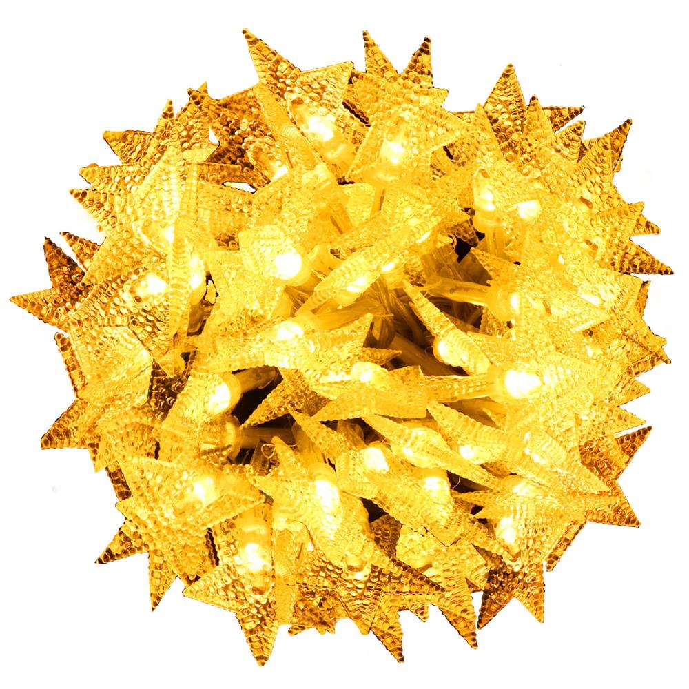 (DL) Instalatie stelute luminoase pentru gradina, 5 metri, 50 LED-uri, cu baterii, galben