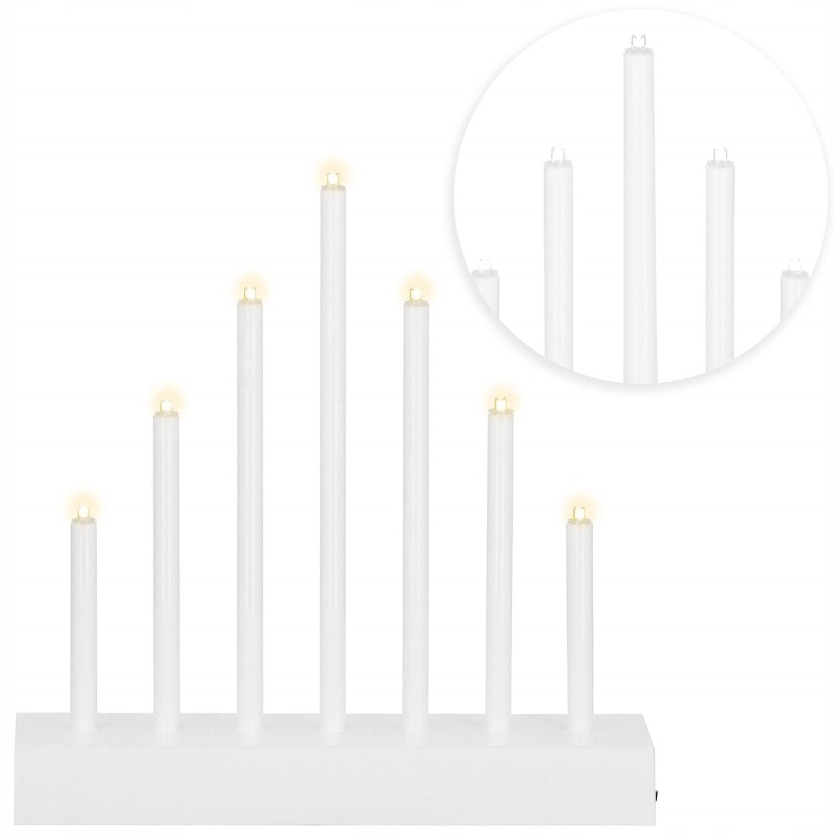 Lumanari decorative de Craciun, 7 becuri tip LED, culoare argintiu