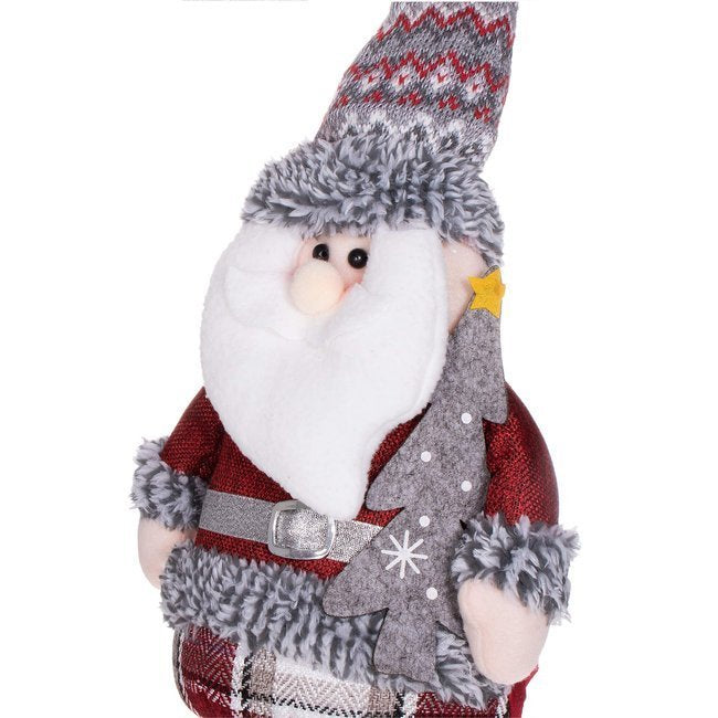 Figurina Craciun, Mos Craciun, picioare telescopice, inaltime extensibila 57-80cm