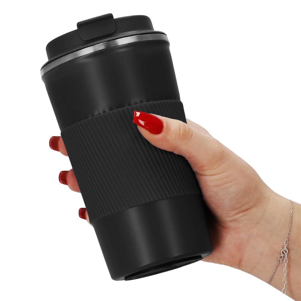 Cana termos calatorie, perete din inox dublu izolat, 500ml, 9x16.5cm, negru