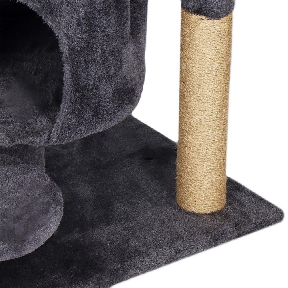 Ansamblu de joaca pentru pisici, cu loc pentru zgariat, ascuns, culcus, minge, 87cm, grafit