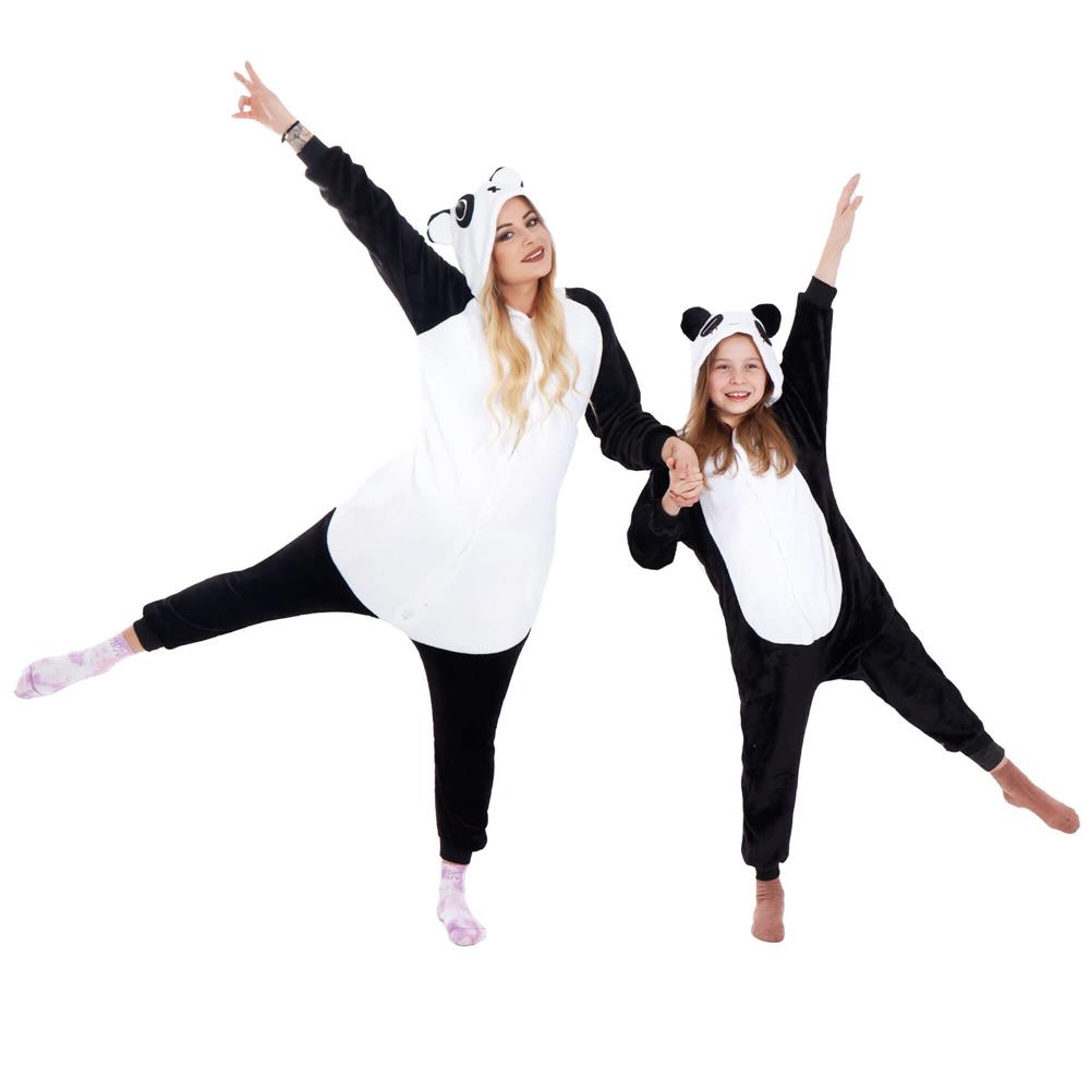 Pijama tip salopeta pentru adulti, model Panda, marime M