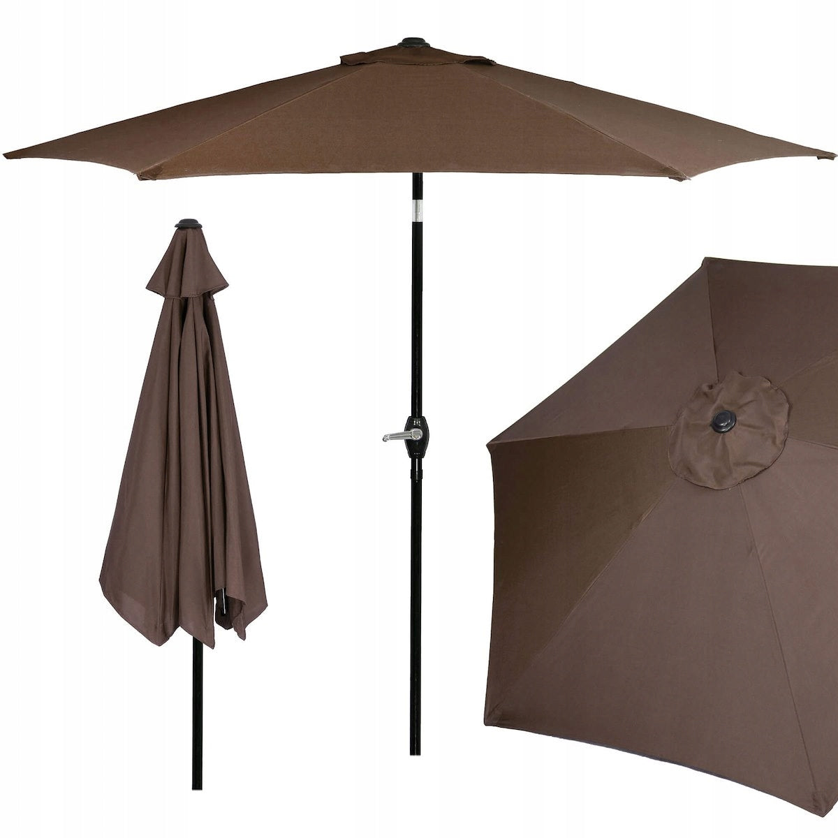 Umbrela terasa gradina, cu manivela si inclinare, GU23, diametru 260cm, maro