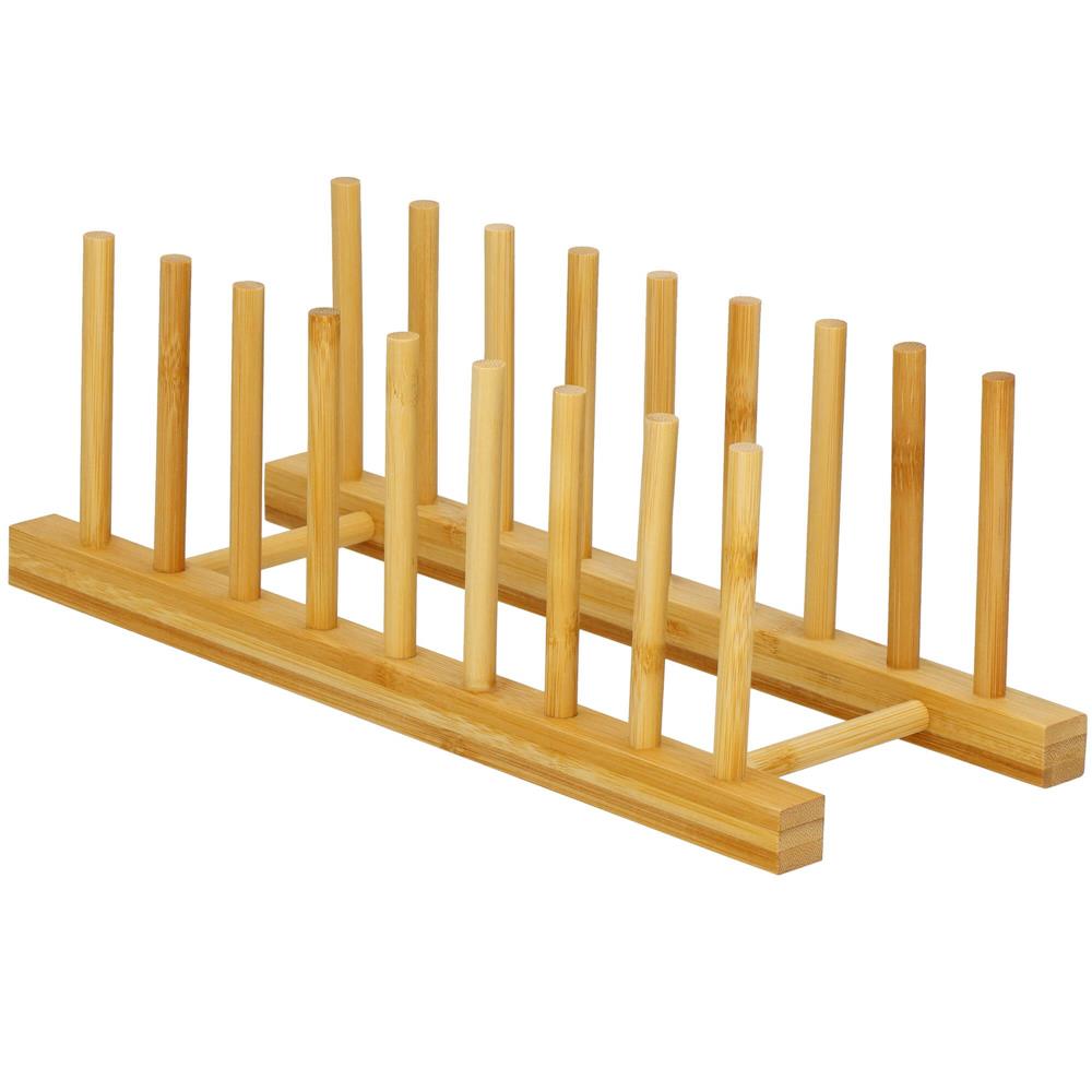 Suport organizare farfurii sau capace oala, din bambus, 34x13x13cm, natur