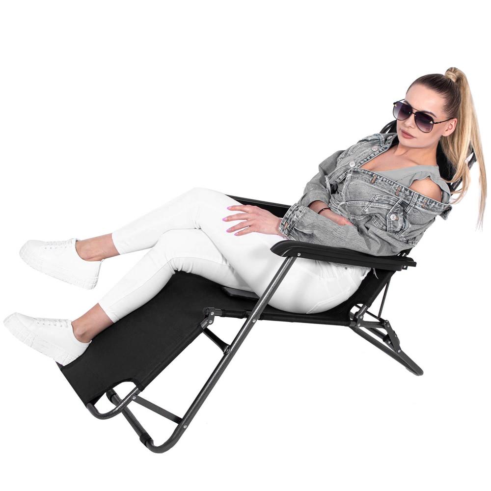 Sezlong pliabil Relax Zero Gravity, 80x60x153cm, negru