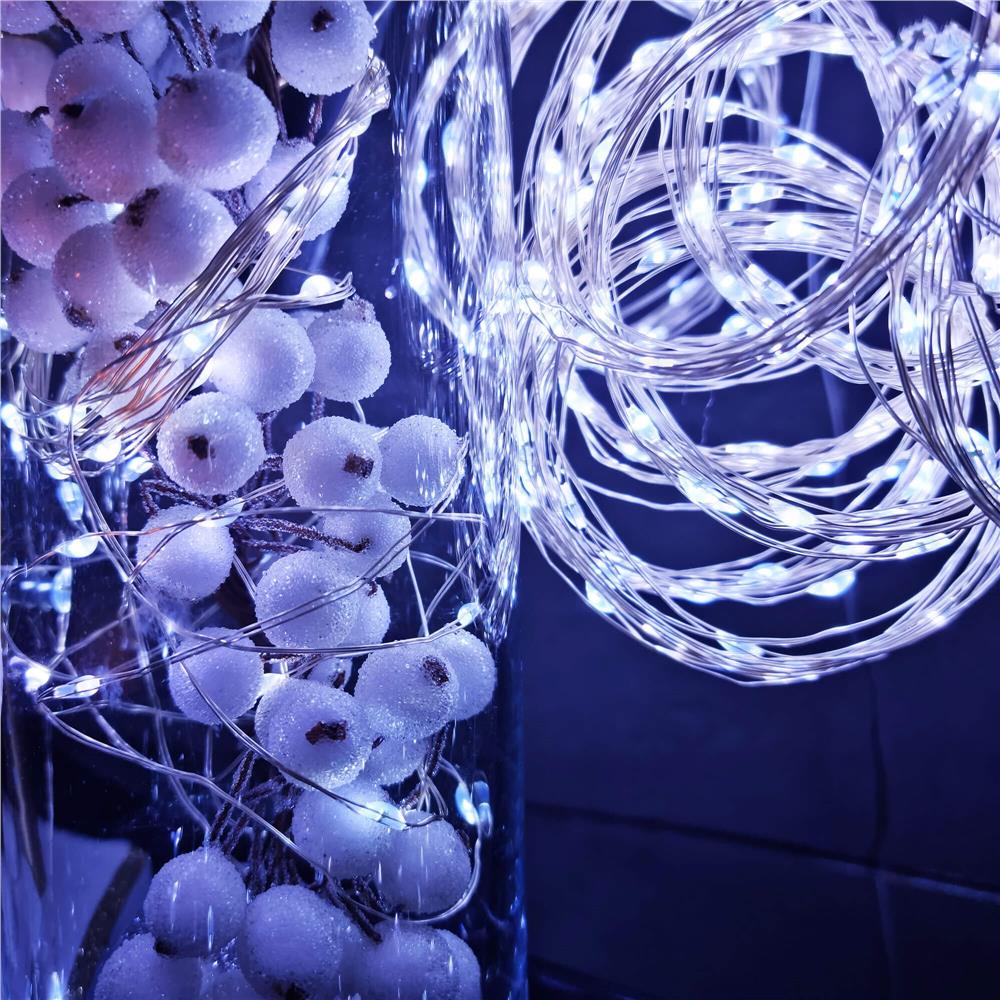 Ghirlanda luminoasa cu incarcare solara, 200 LED-uri, 22 metri, 8 functii, alb rece