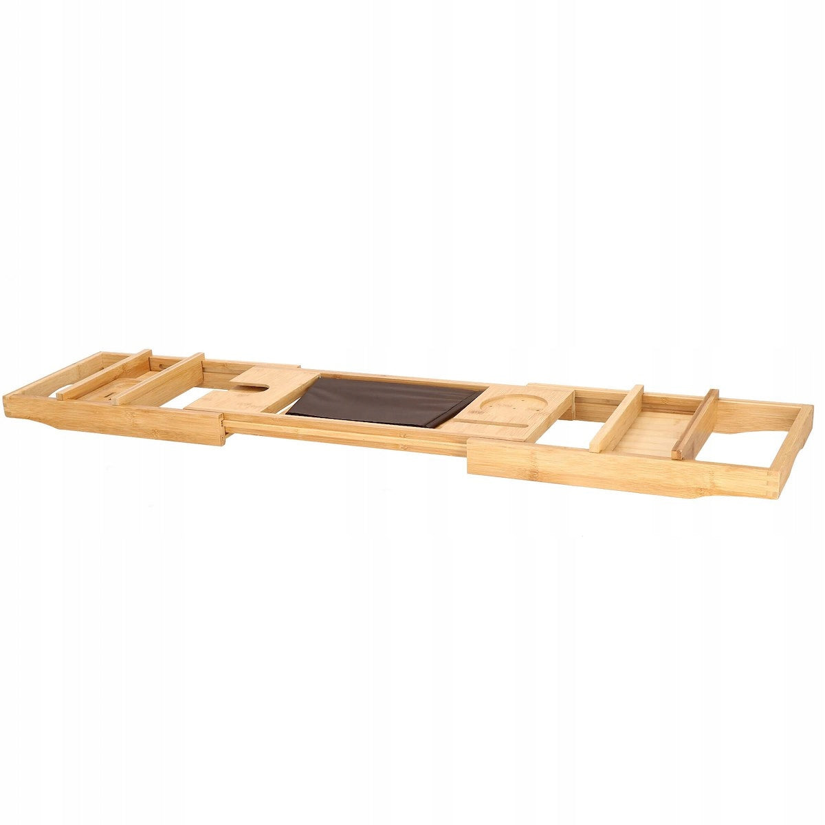Raft cu tava pentru cada din bambus natural Sersimo 1024, extensibila, 75-110x23cm
