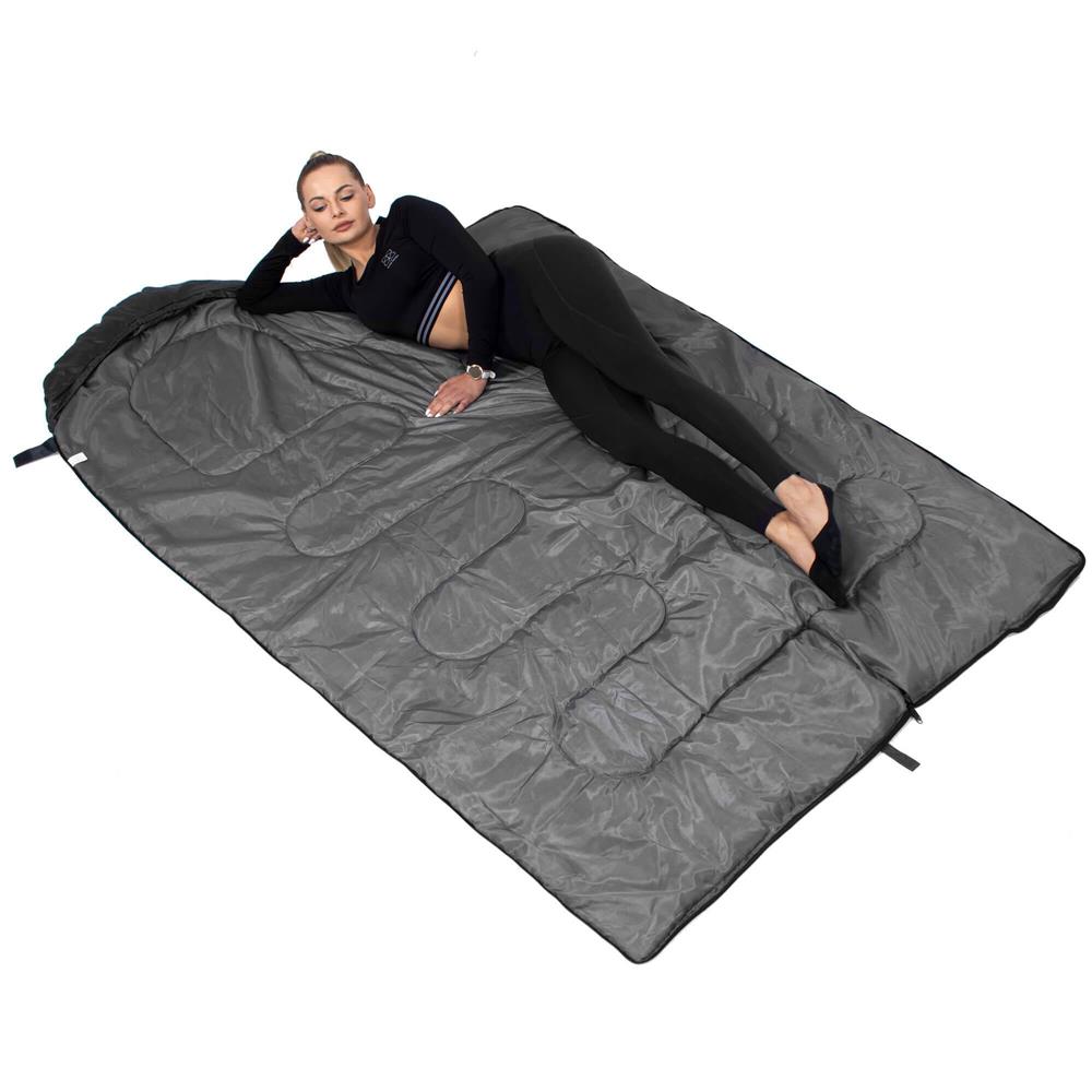 Sac de dormit tip mumie, cu geanta de transport, 210x73cm, 8-20grade, culoare negru