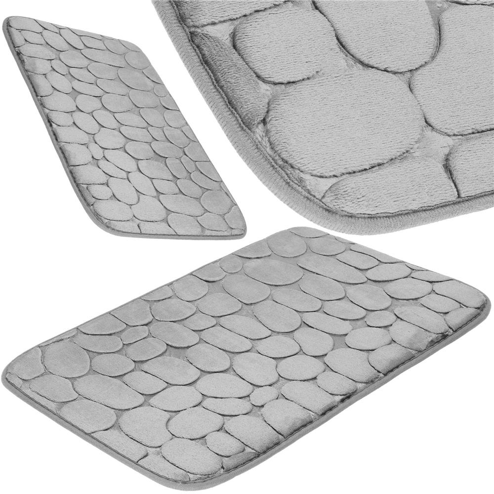Covoras de baie antiderapant cu uscare rapida, 60x40 cm, gri