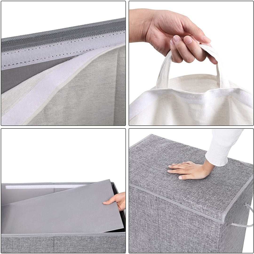 SONGMICS Cos de rufe textil, pliabil, 2 compartimente, saci detasabili, 142L, 60x36x66cm, gri