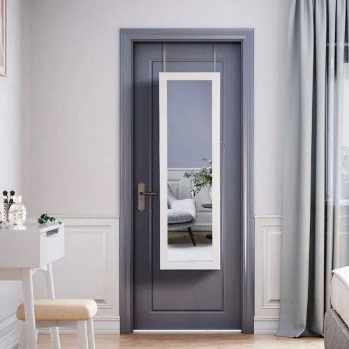 SONGMICS Dulap de bijuterii cu oglinda, montare pe perete, incuietoare, 37x10x120cm, alb