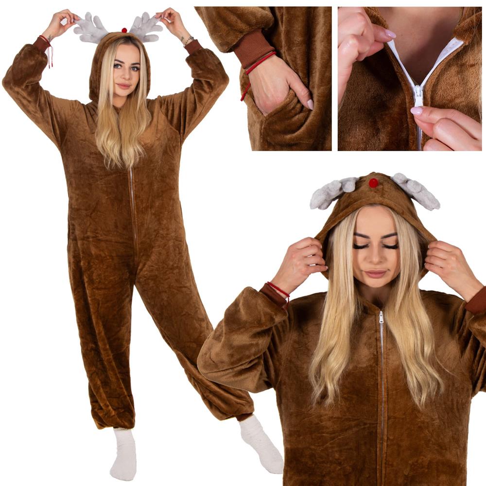 Pijama tip salopeta pentru adulti, model Ren, marime S