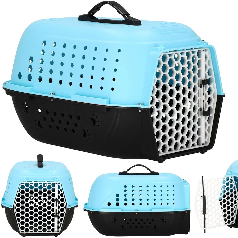 Cusca transport animale, 48x33x28 cm, maxim 7kg, negru albastru