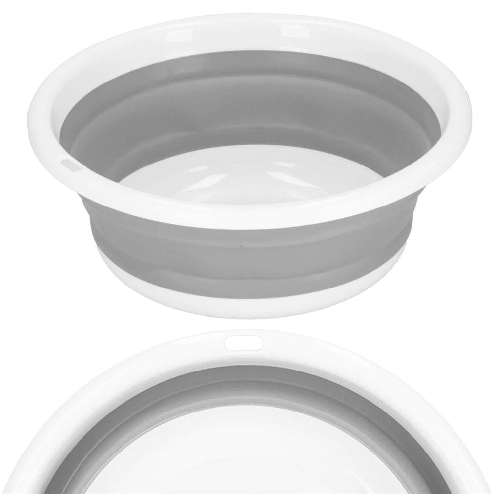 Lighean pliabil, rotund, din plastic si silicon, 37x15cm, 9litri, gri - 12