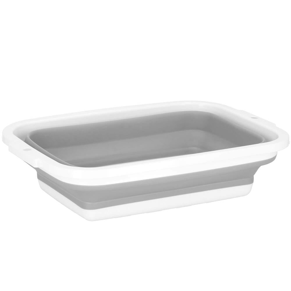 Lighean pliabil, dreptunghiular, din plastic si silicon, 40x29x15cm, 8.5litri, gri
