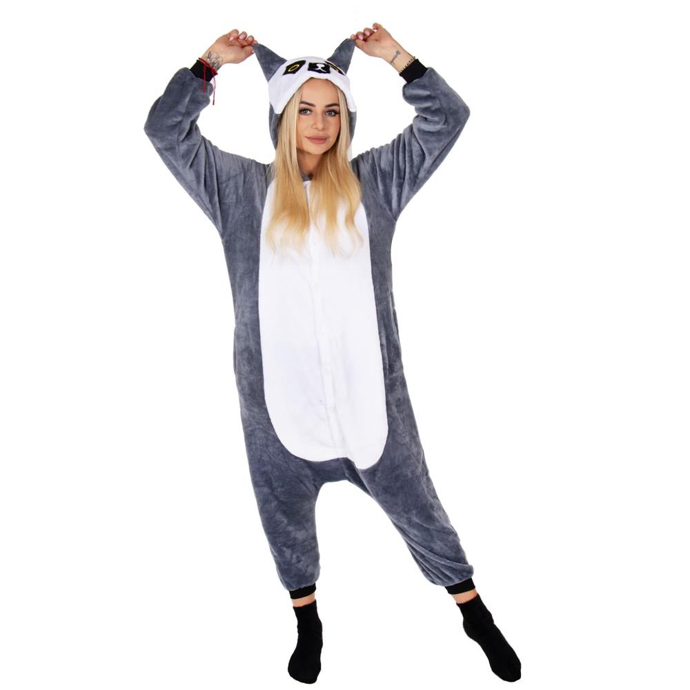 Pijama tip salopeta pentru adulti, model Lemur, marime S