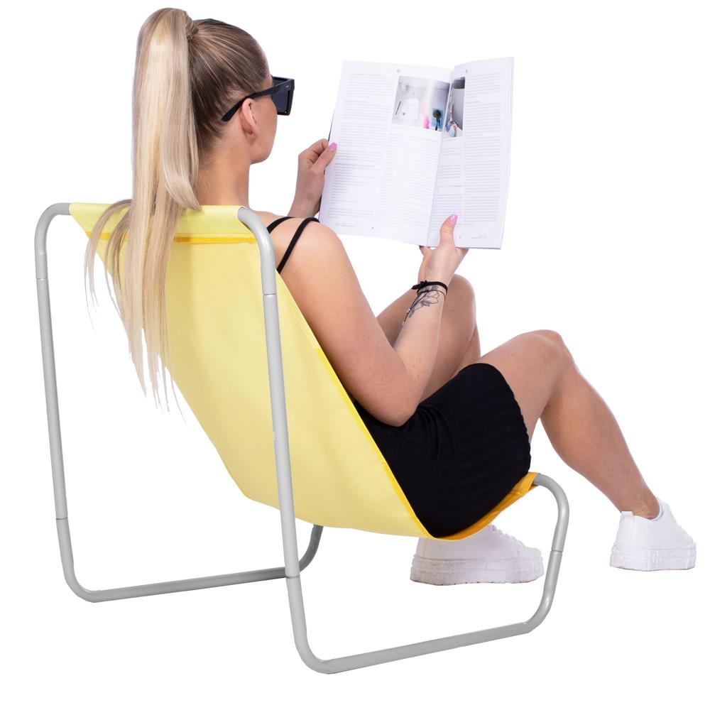 Scaun de plaja Sersimo GC024, pliabil, 90kg, 52x88cm, galben