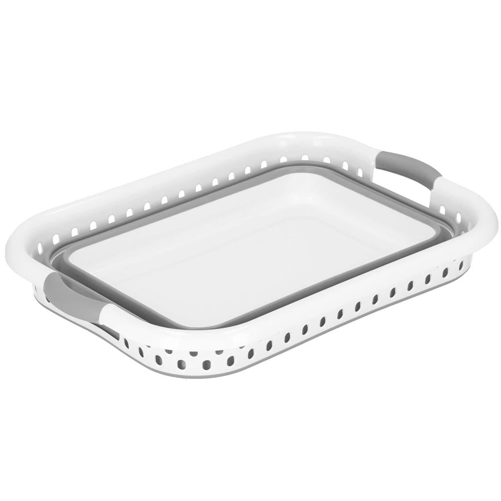 Cos de rufe pliabil tip lighean, cu manere, din plastic si silicon, 53x38x24cm, 24litri, gri