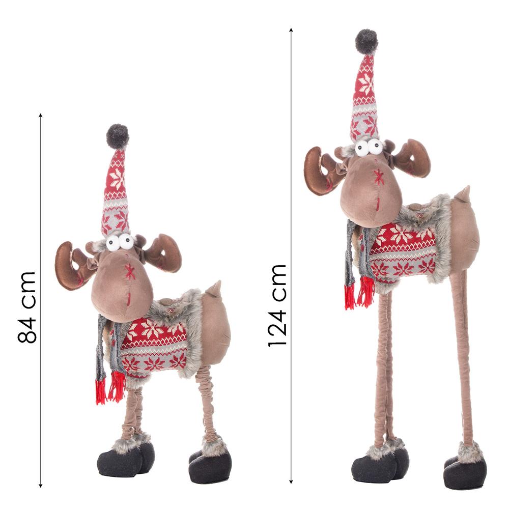 Figurina Craciun, Ren, picioare telescopice, inaltime extensibila 84-124cm