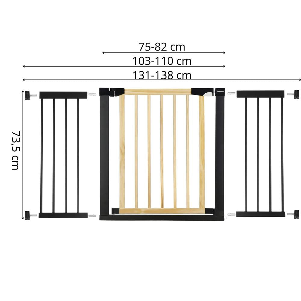 Poarta de siguranta Safety Gate pentru scari, ajustabila, din lemn cu structura otel, 131-138cm, negru maro - 13