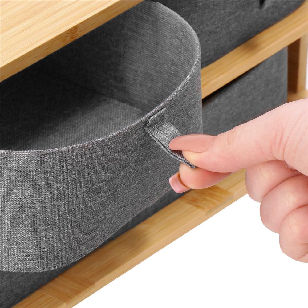 Cutie organizare din bambus, cu 3 sertare detasabile, 16x36x23cm, maro