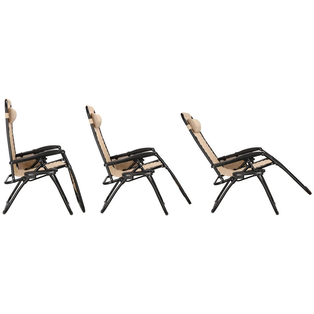 Sezlong scaun pliant plaja sau gradina, Siesta, gravitatie zero, cu tetiera, 175x67x110 cm, bej