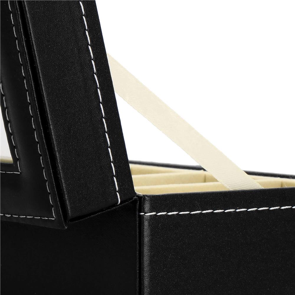 Cutie depozitare si organizare ceasuri, MDF, piele ecologica, 20,5x11x8cm, negru