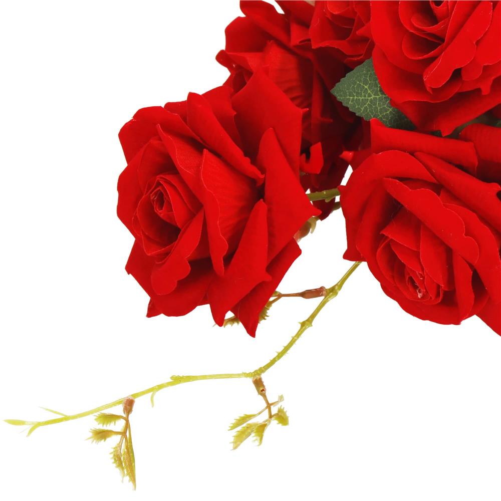 Buchet de flori artificiale din poliester, 6 fire trandafiri, 55cm, rosu