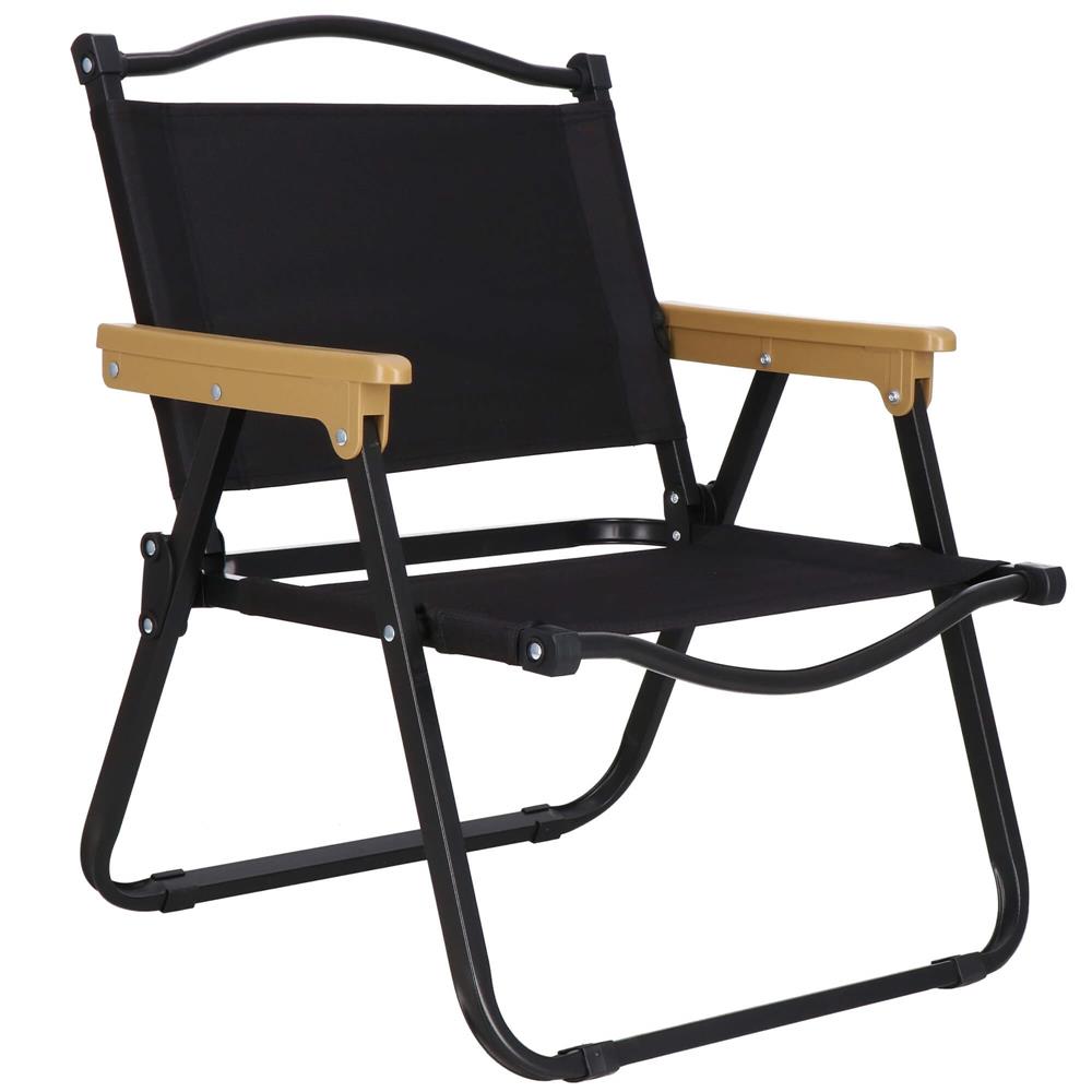 Scaun metalic plabil pentru gradina, camping sau plaja, 50x53x61cm, negru