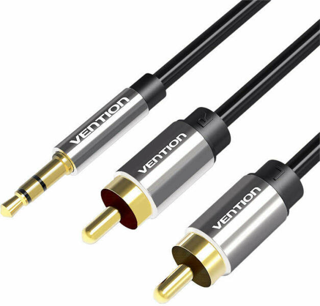 Adaptor audio Vention, Jack 3.5mm (T) la 2 x Jack 3.5mm (M), 1m, AWG 29, PVC,aluminiu, negru, 