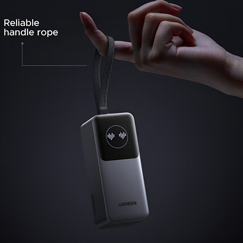 POWER BANK Ugreen "PB723", 20000mAh, 130W PD3.0, 1 x USB, 1 x USB Type-C, 1 x USB Type-C integrat, display, gri, "55365B"