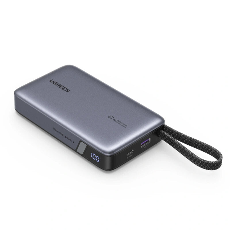 POWER BANK Ugreen "PB550", 20000mAh, 67W PD3.0, 1 x USB, 1 x USB Type-C, 1 x USB Type-C integrat, display, gri, "55996B"