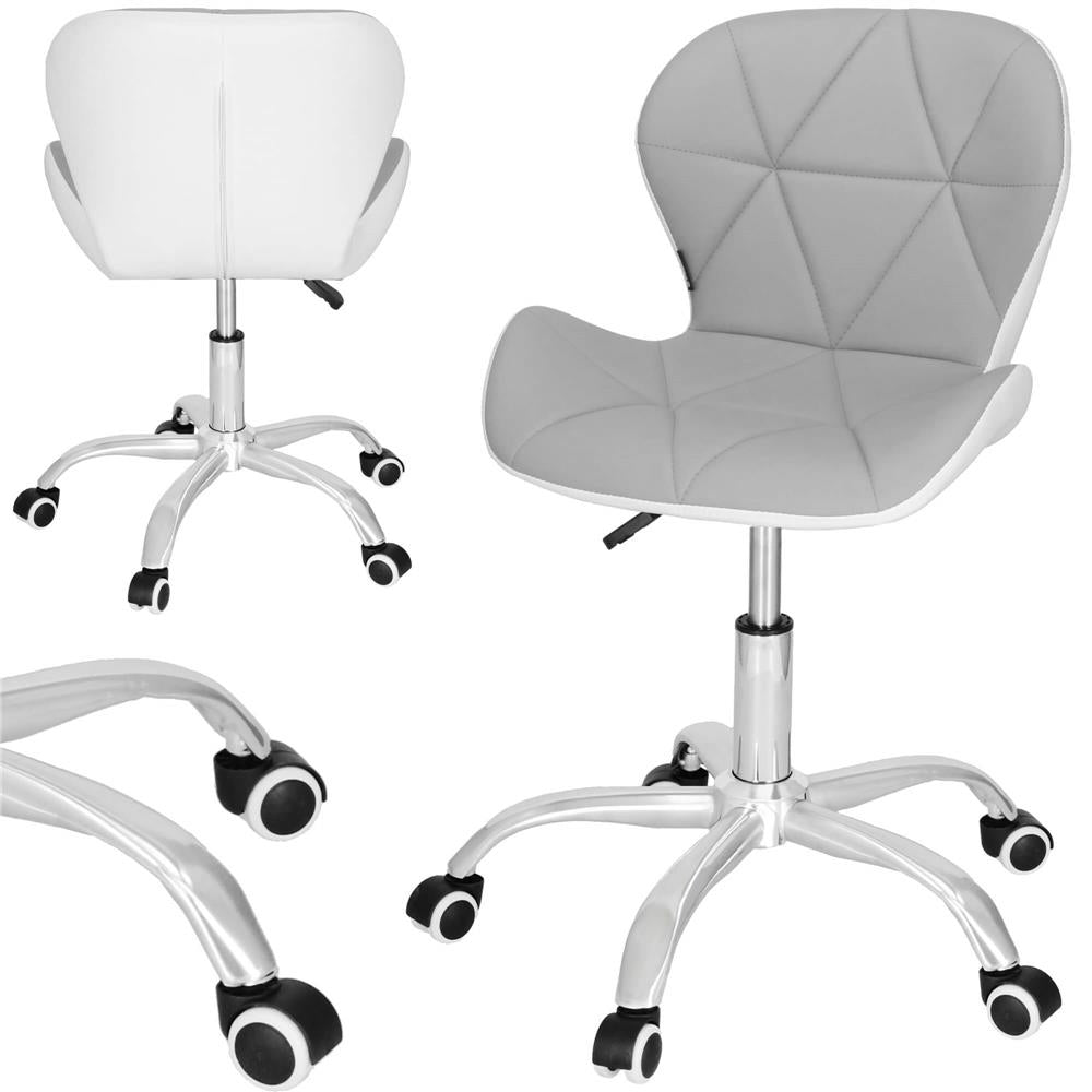 Scaun de birou ergonomic, tapitat cu piele ecologica, 120kg, alb gri