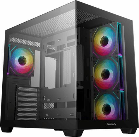 CARCASA DeepCool "CG530 4F", middle tower, gaming, fara sursa, suporta 14xfan, 4xfan inclus, USB Type-C x 1, USB 3.2 gen1 x 2, audio+mic, 7 sloturi expansiune, negru, "R-CG530-BKADA4-G-1"