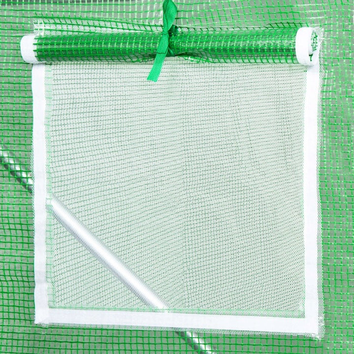 Sera de gradina, tip tunel cu cadru metalic, 300x600cm, 13 ferestre, verde, 18 mp