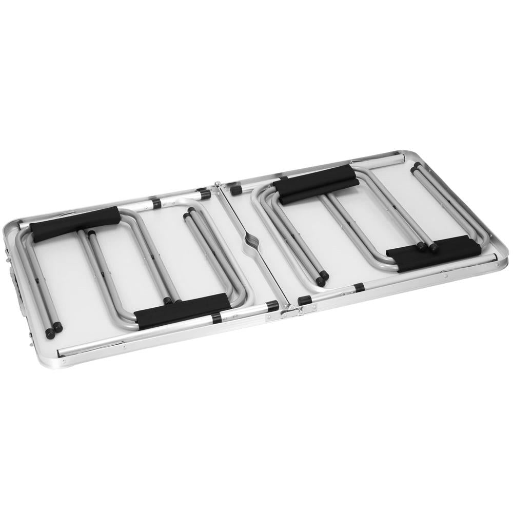 Set masa camping pliabila blat MDF cu 4 scaune, 120x60x60/70cm, Maro Negru