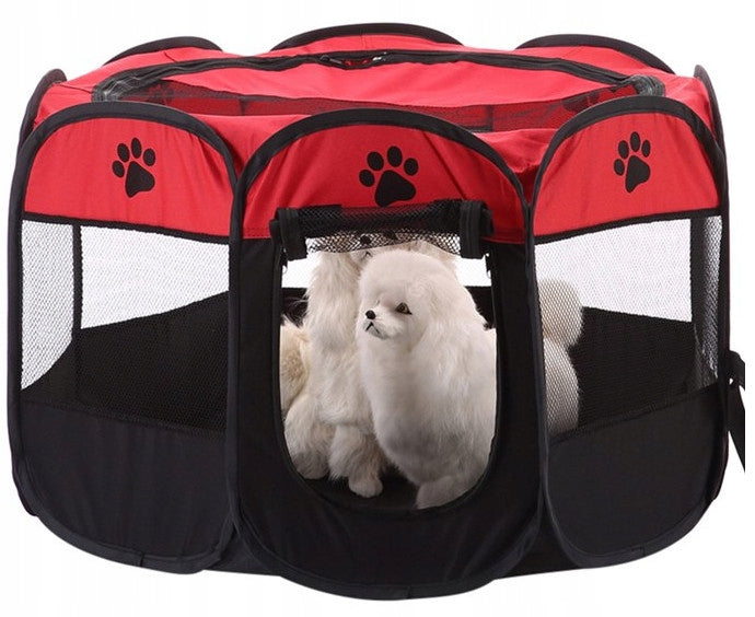 Tarc pliabil pentru animale de companie, diametru 70cm, negru rosu
