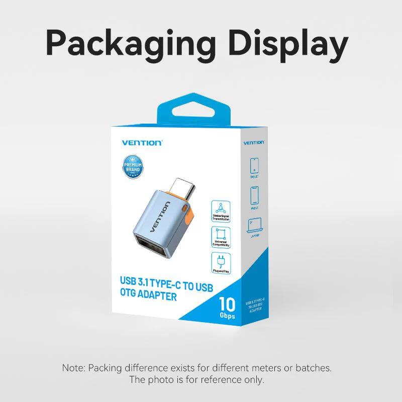 Adaptor USB Vention, OTG, USB-C (T) la USB 3.1 (M), 10Gbps, PVC, albastru, 