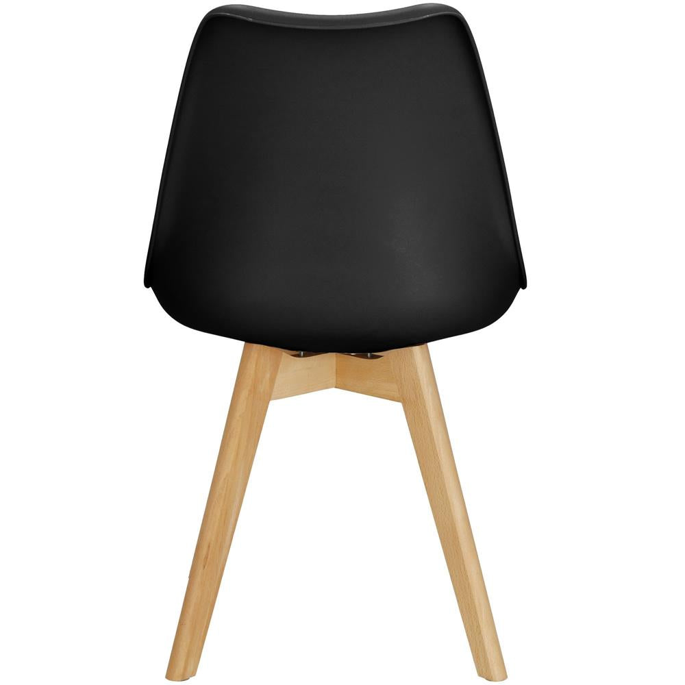 Set 4 scaune dining Verdhe pentru bucatarie cu perna tapitata cu piele ecologica, 44x82cm, negru