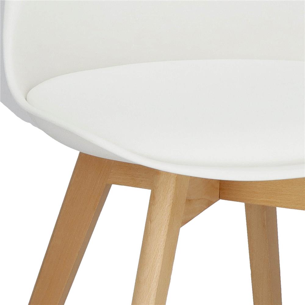 Set 4 scaune dining Verdhe pentru bucatarie cu perna tapitata cu piele ecologica, 44x82cm, alb